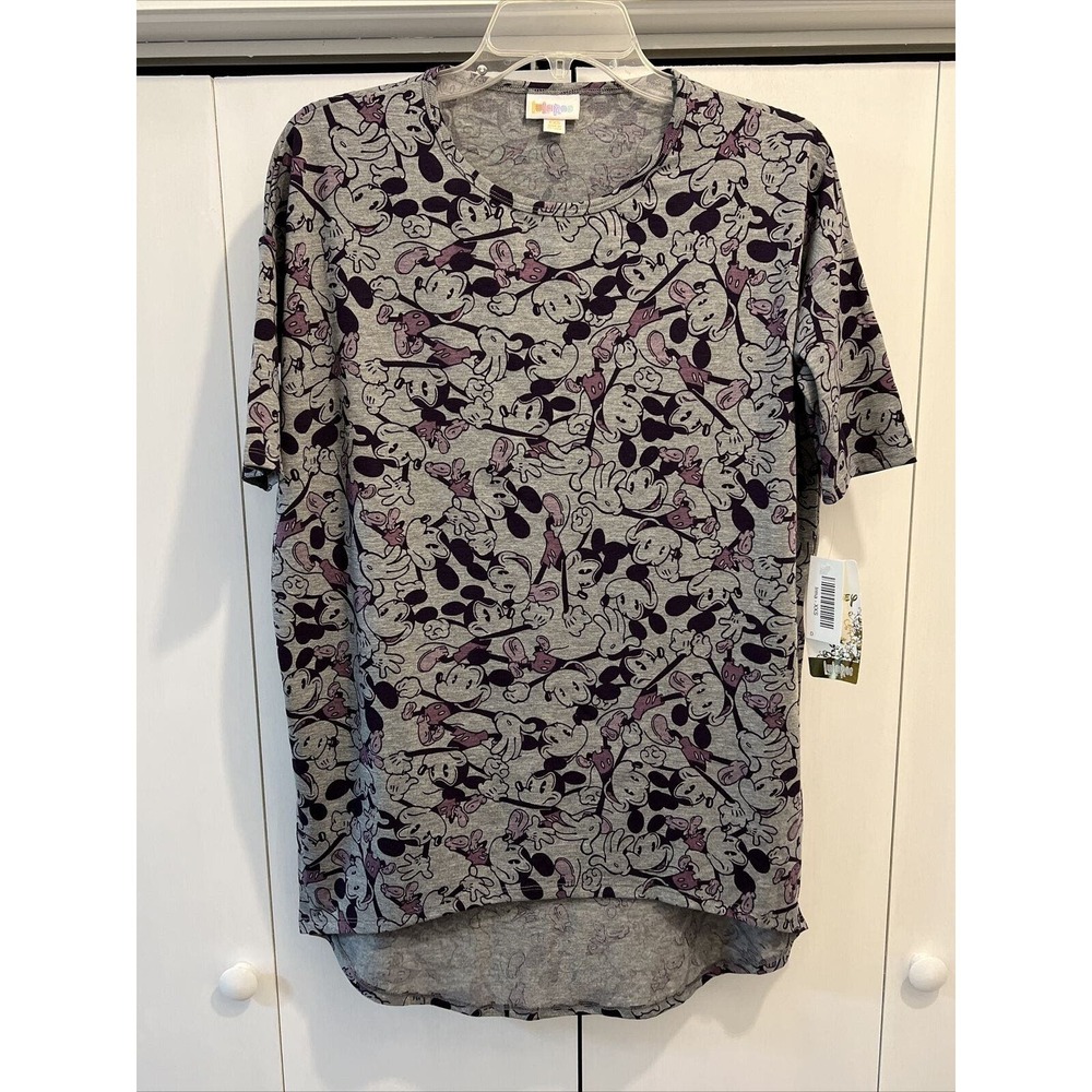 NEW Lularoe Womens Irma Tunic Shirt Disney Mickey/Minnie Mouse GRAY/PURPLE XXS